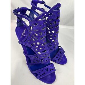 Brian Atwood Size 9 Purple Suede Laser Cut Gladiator Heels La Plata